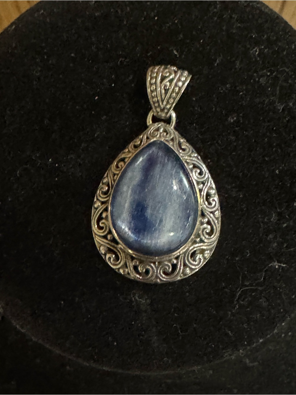 925 Sterling Silver Teardrop Blue Kyanite Pendant